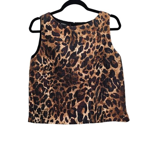 Lafayette 148 New York Top Leopard Animal Print Sleeveless Shell Tank - Picture 6 of 9